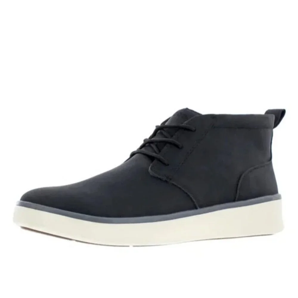Izod 11 Palmer Men's Chukka Boots Black Leather Round Toe Lace-up Shoes Sneaker